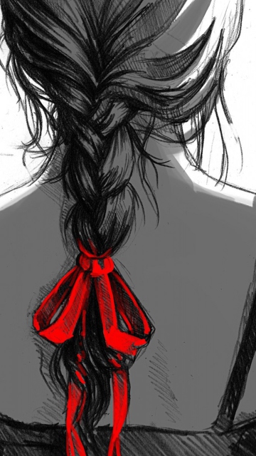 Sketch Of Girl With Braid wallpaper 360x640