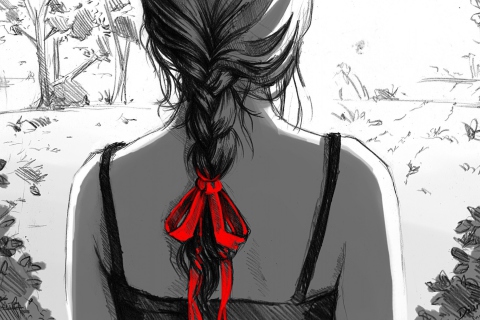 Sketch Of Girl With Braid wallpaper 480x320