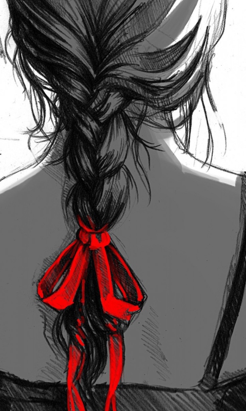 Fondo de pantalla Sketch Of Girl With Braid 480x800