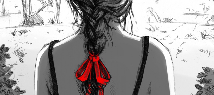 Das Sketch Of Girl With Braid Wallpaper 720x320