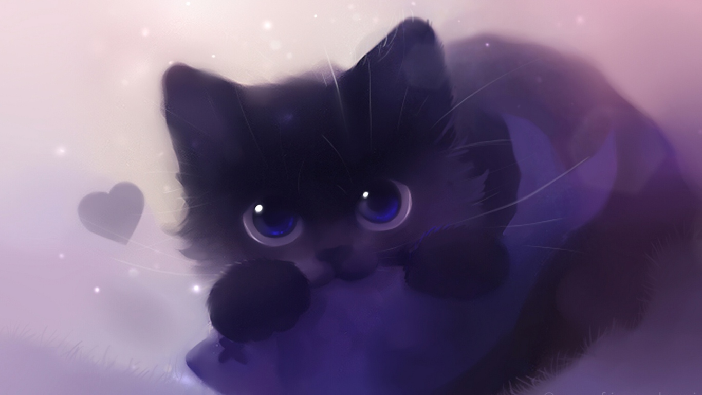 Fondo de pantalla Cute Kitty Art 1366x768
