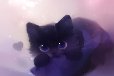 Fondo de pantalla Cute Kitty Art 480x320