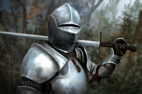 Обои Medieval knight in armor 480x320