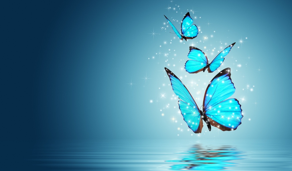 Das Glistening Magic Butterflies Wallpaper 1024x600