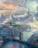 Das Thomas Kinkade, Tinkerbell And Peter Pan Wallpaper 128x160