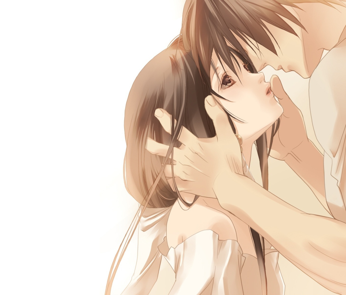 Das Anime Couple Sweet Love Kiss Wallpaper 1200x1024
