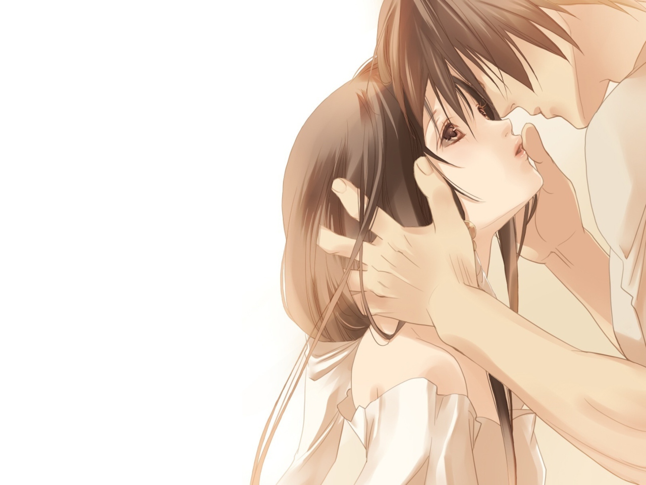 Das Anime Couple Sweet Love Kiss Wallpaper 1280x960