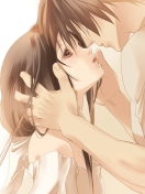Das Anime Couple Sweet Love Kiss Wallpaper 132x176