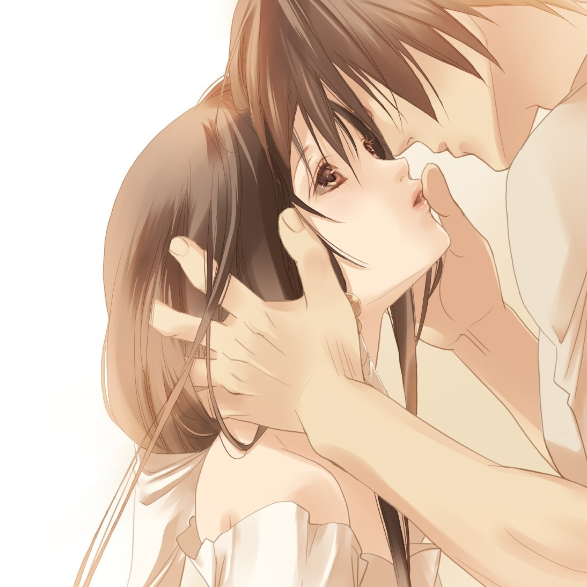 Anime Couple Sweet Love Kiss wallpaper 2048x2048. 