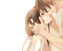 Anime Couple Sweet Love Kiss wallpaper 220x176