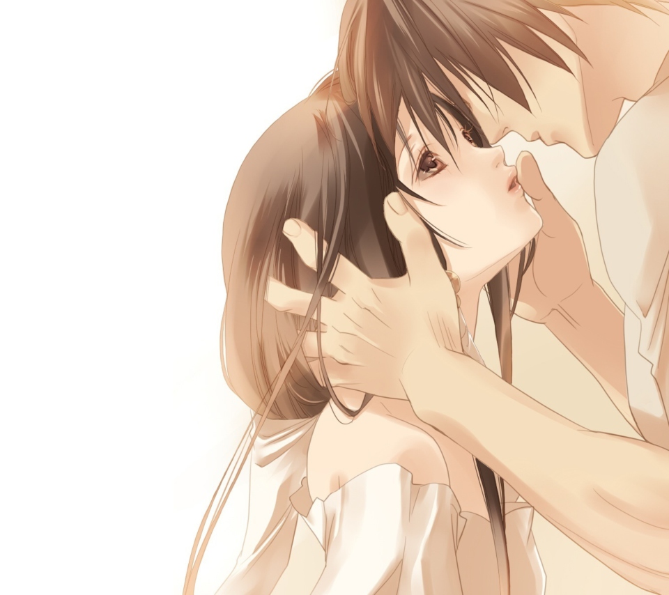 Anime Couple Sweet Love Kiss wallpaper 960x854
