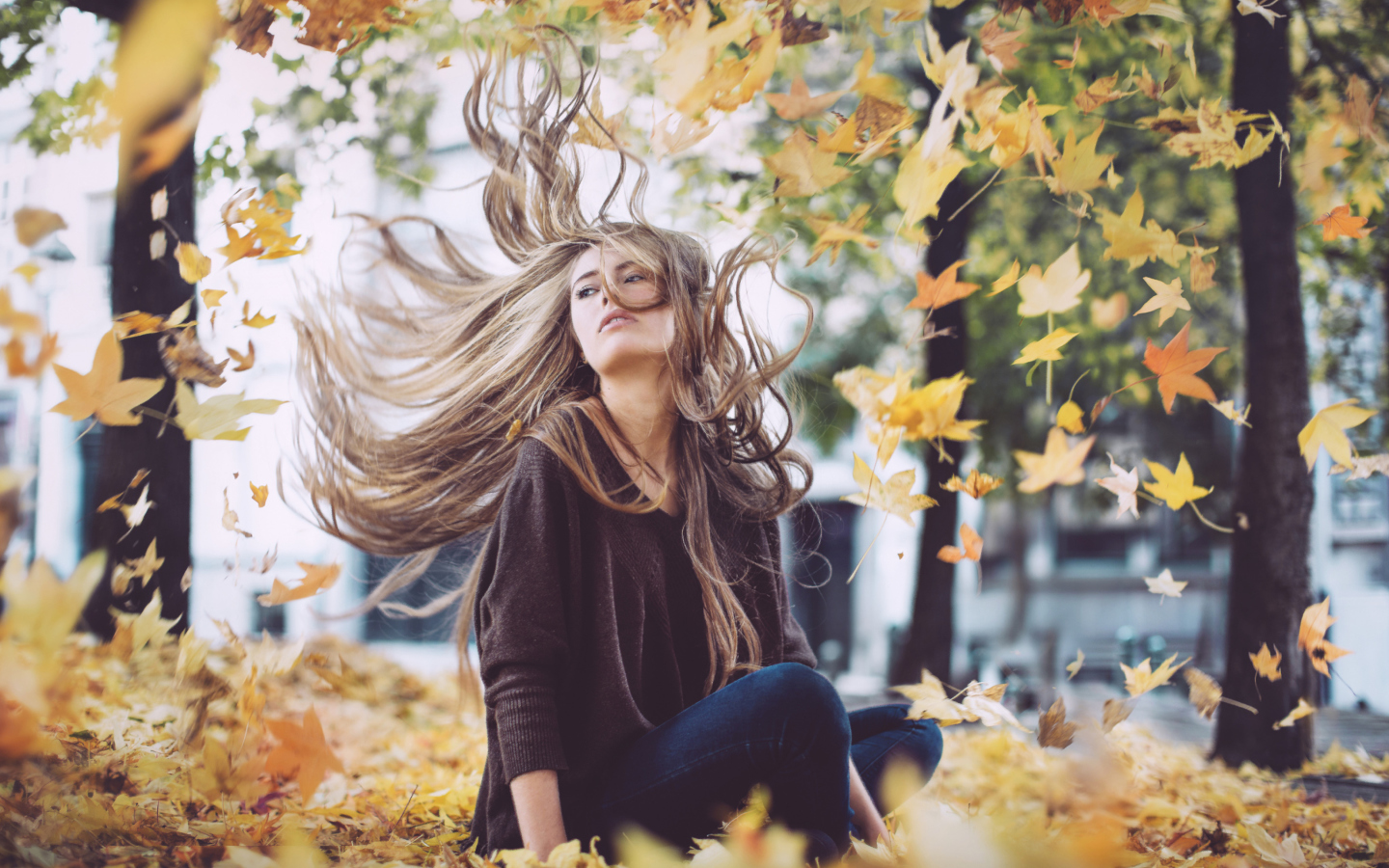 Das Autumn Girl Wallpaper 1440x900