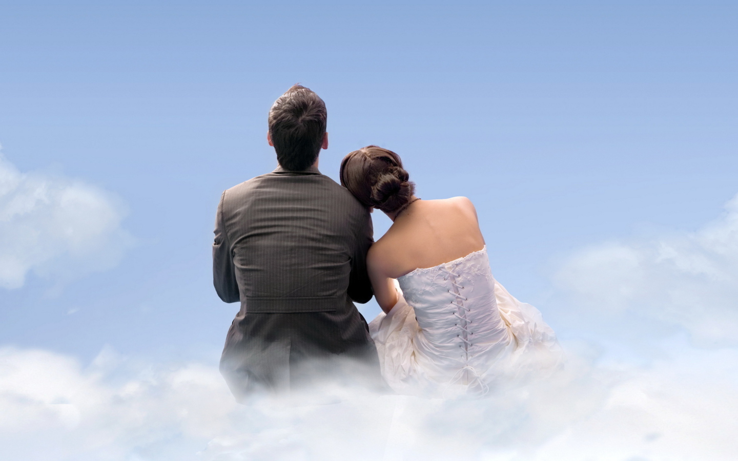 Couple Sitting On Clouds wallpaper 1440x900