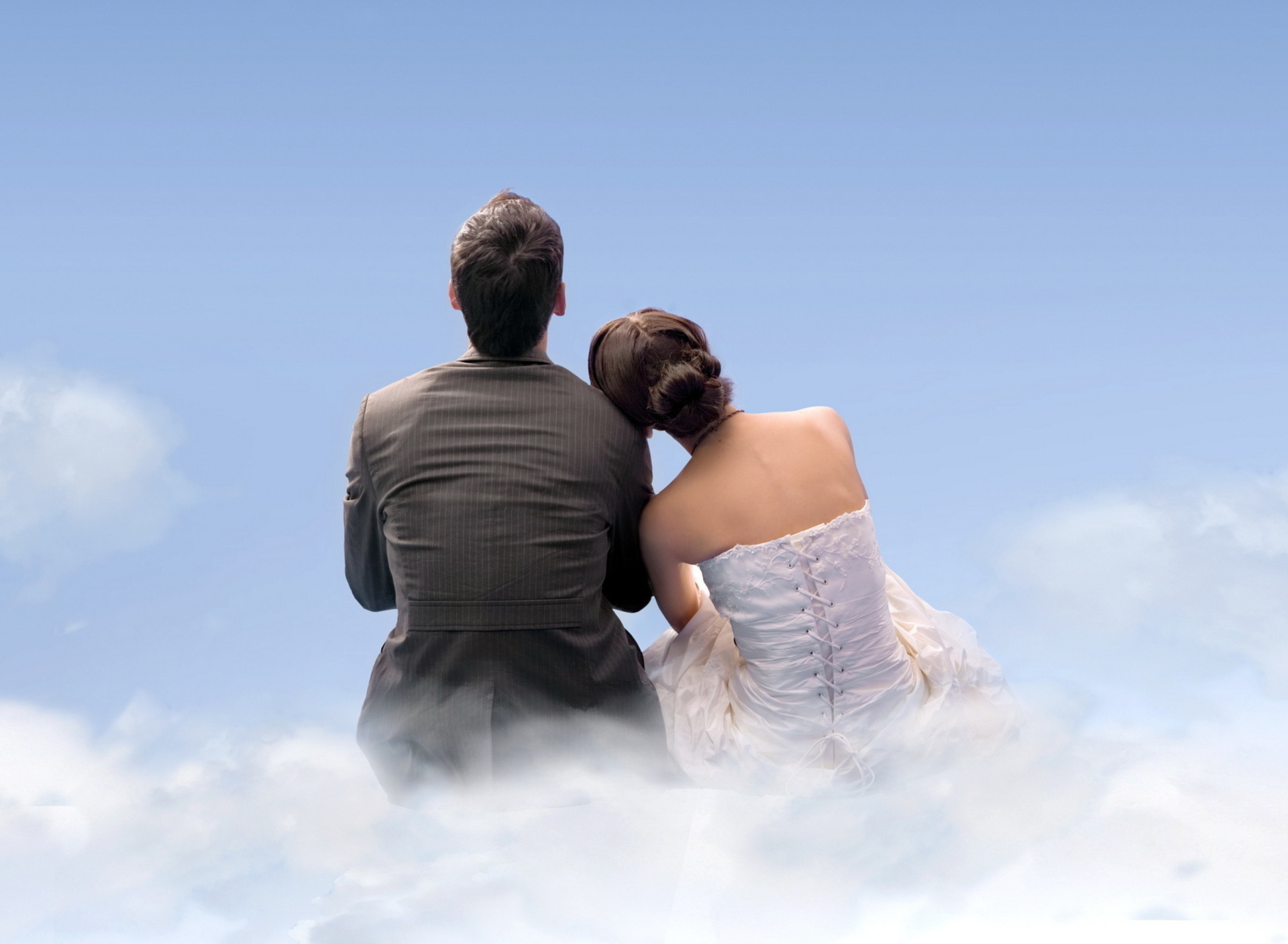 Couple Sitting On Clouds wallpaper 1920x1408