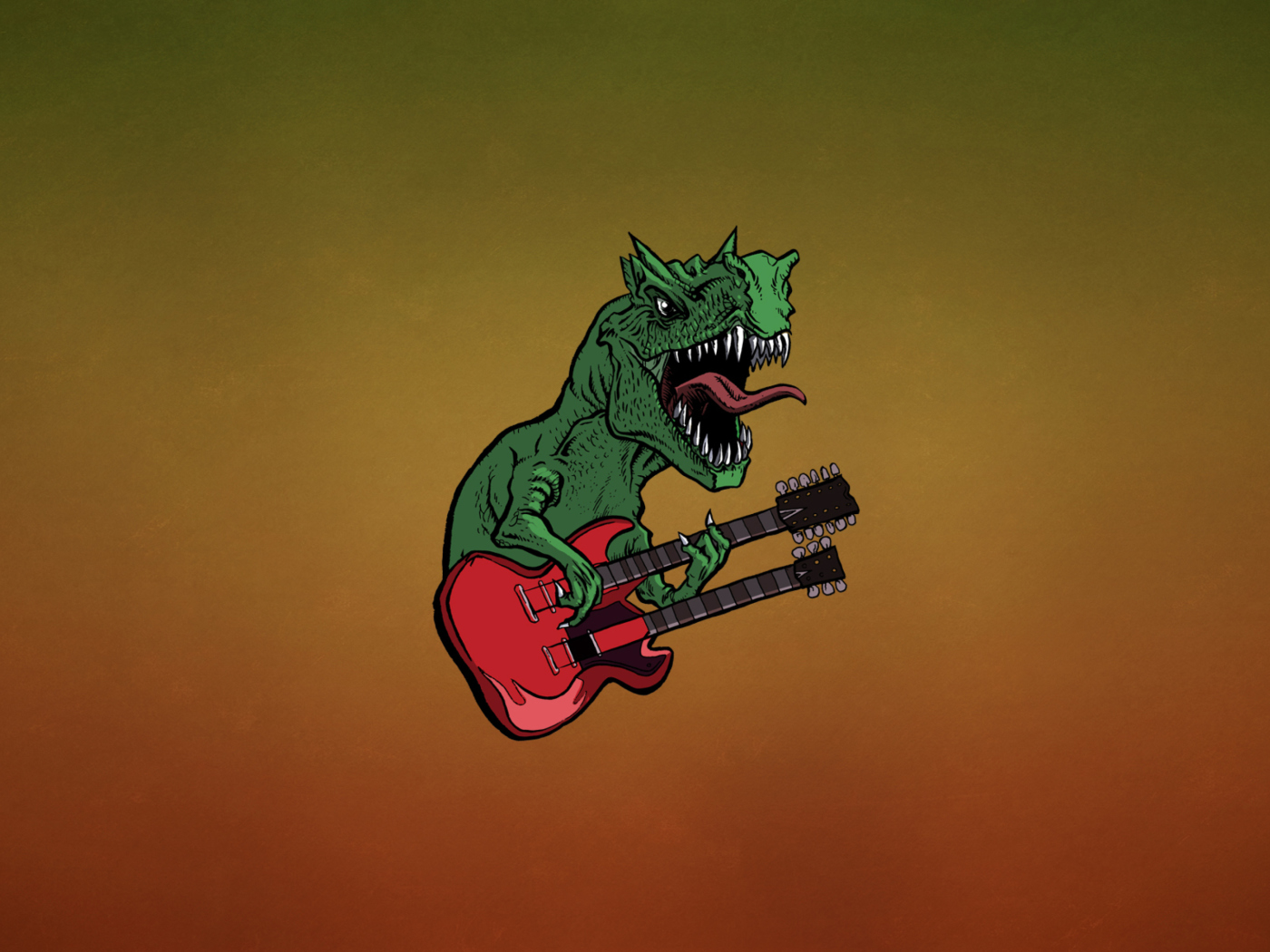 Dinosaur And Guitar Illustration wallpaper 1400x1050