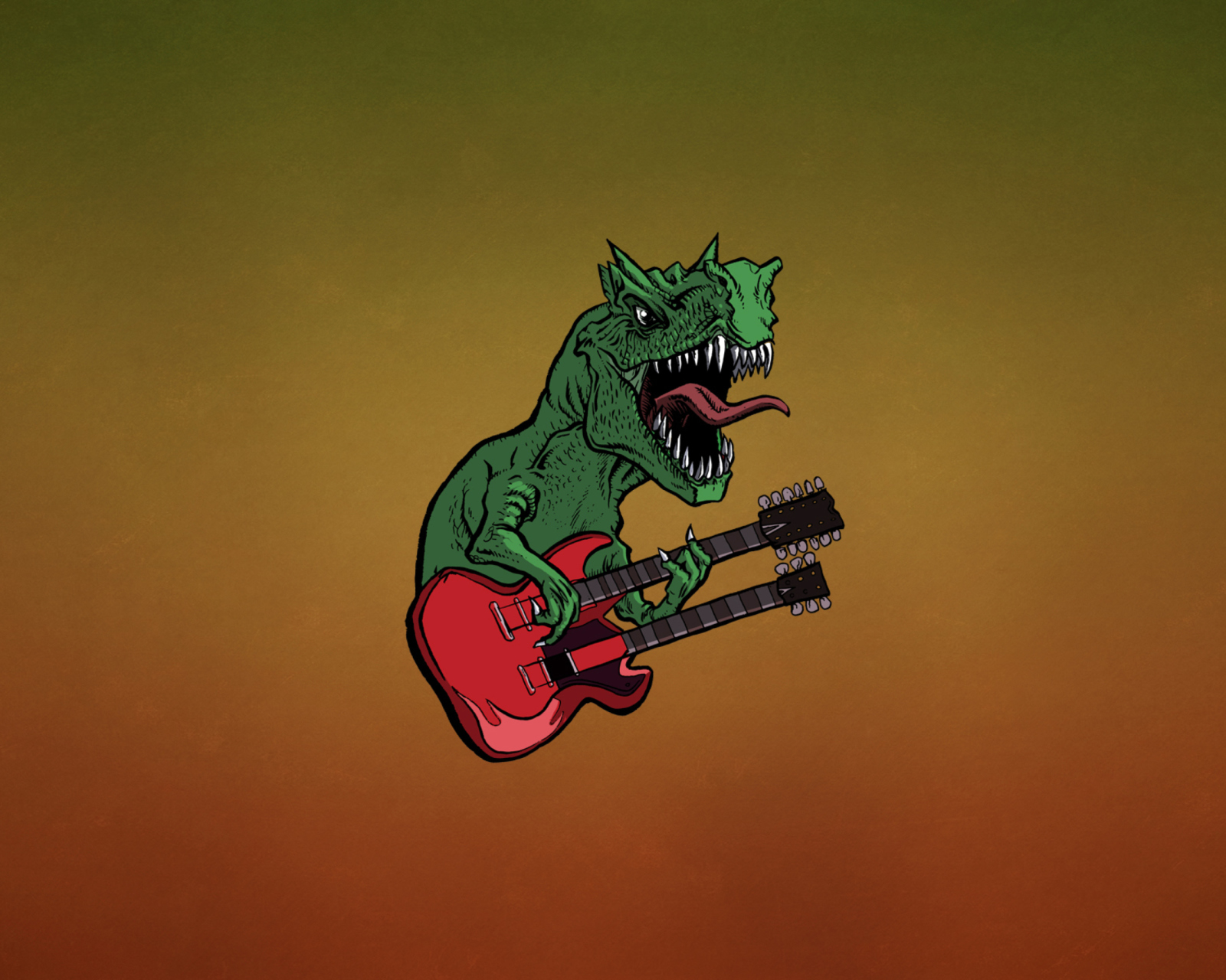 Обои Dinosaur And Guitar Illustration 1600x1280