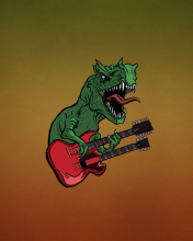 Das Dinosaur And Guitar Illustration Wallpaper 176x220
