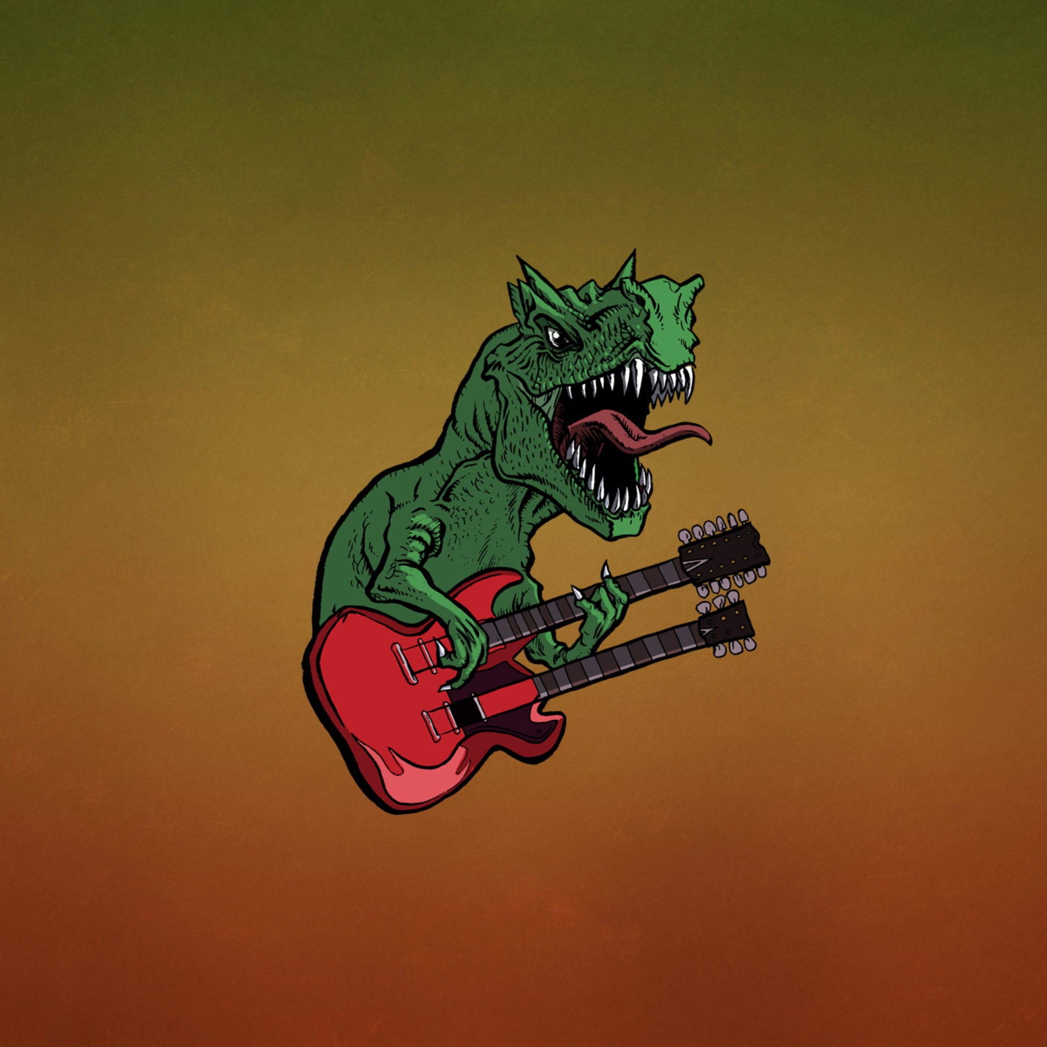 Dinosaur And Guitar Illustration wallpaper 2048x2048