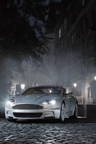 White Aston Martin At Night screenshot #1 320x480