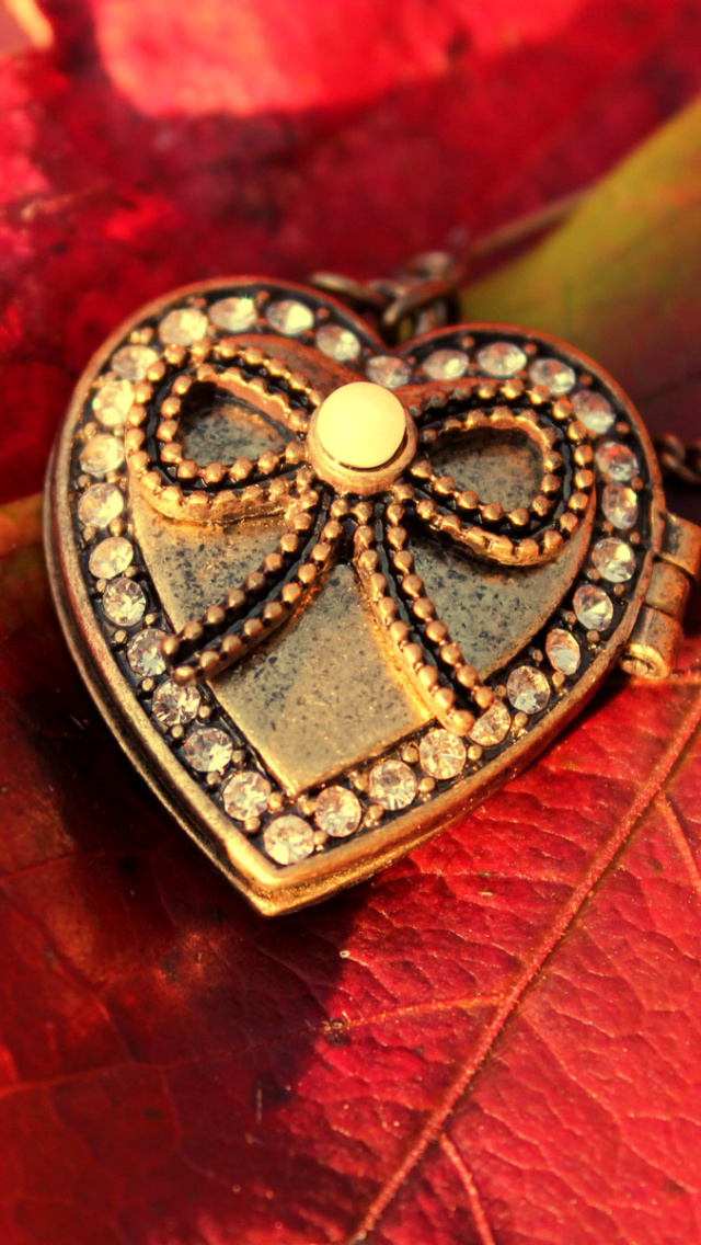 Das Autumn Heart Decor Wallpaper 640x1136