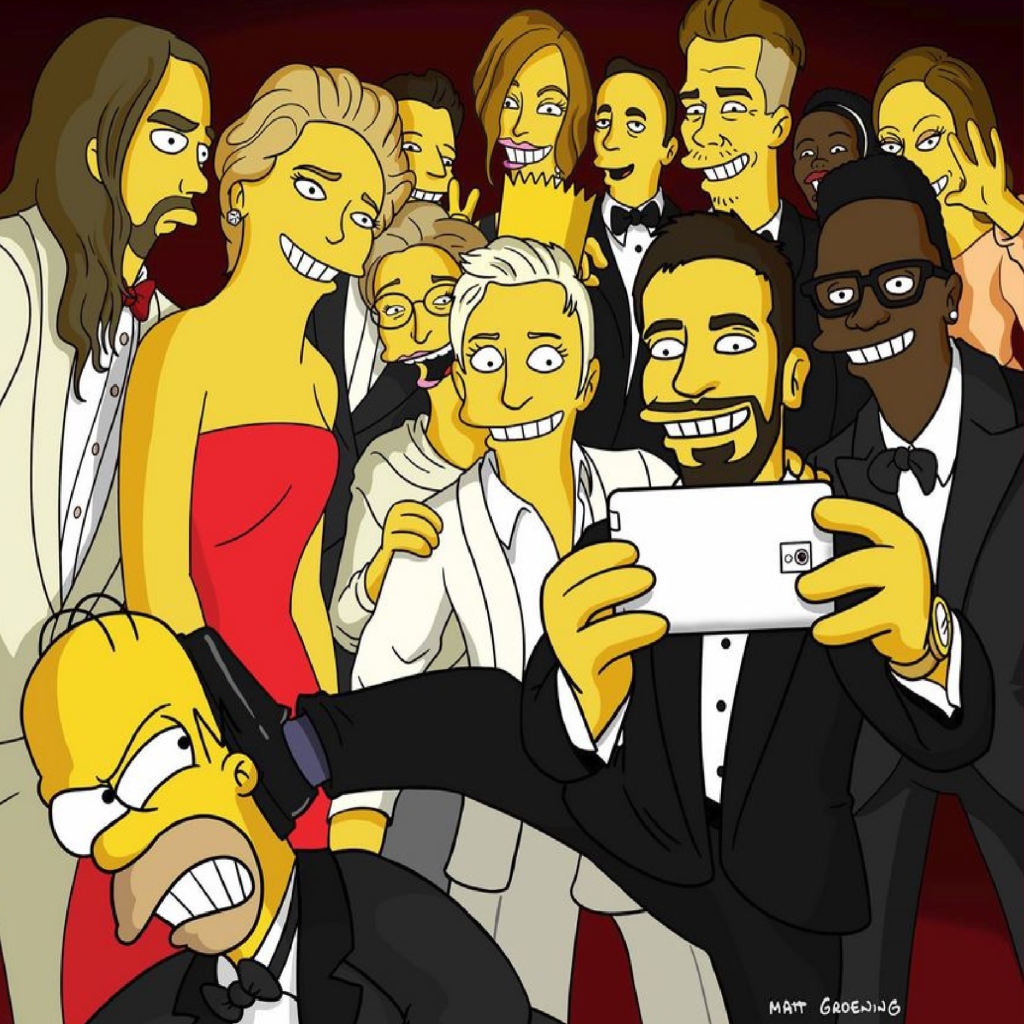 Обои Simpsons Oscar Selfie 1024x1024