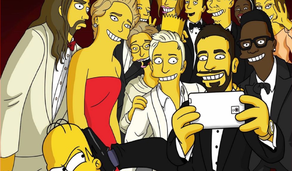 Simpsons Oscar Selfie wallpaper 1024x600