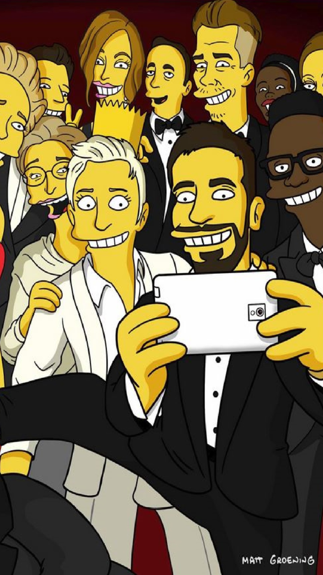 Fondo de pantalla Simpsons Oscar Selfie 1080x1920