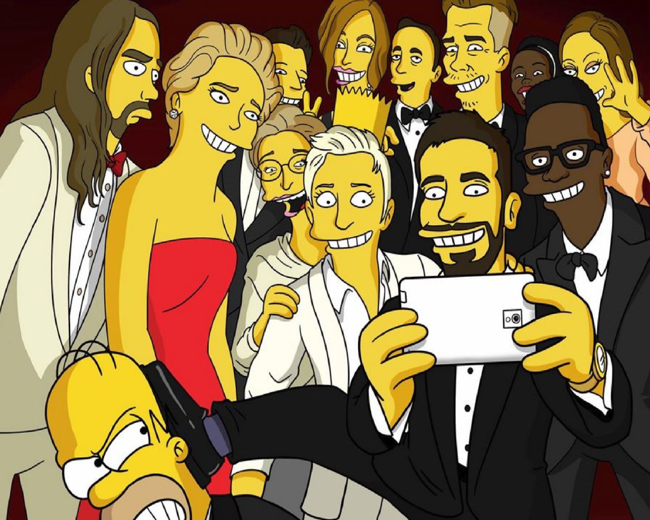 Обои Simpsons Oscar Selfie 1280x1024