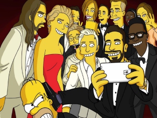 Das Simpsons Oscar Selfie Wallpaper 320x240