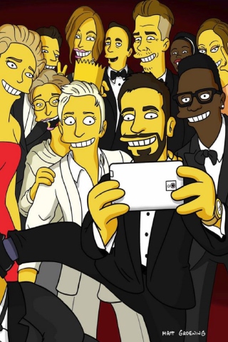 Fondo de pantalla Simpsons Oscar Selfie 320x480