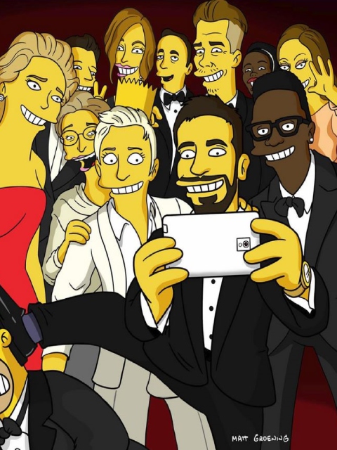 Das Simpsons Oscar Selfie Wallpaper 480x640