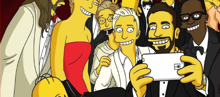 Обои Simpsons Oscar Selfie 720x320