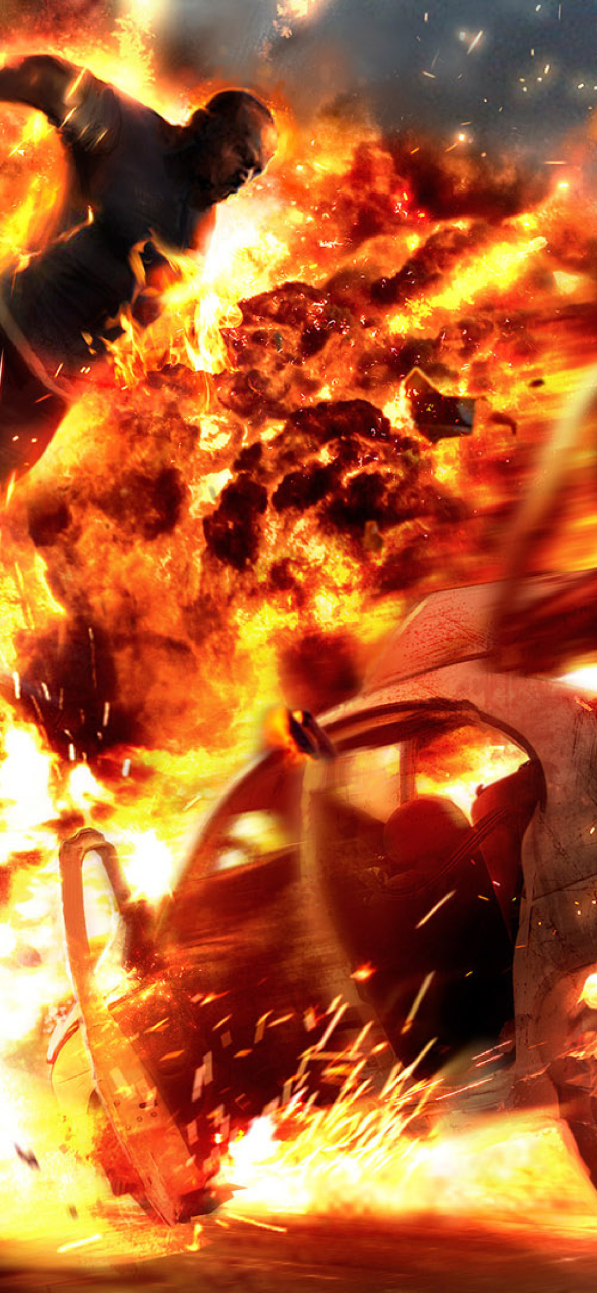 Fondo de pantalla Car Crash Explosion 1170x2532