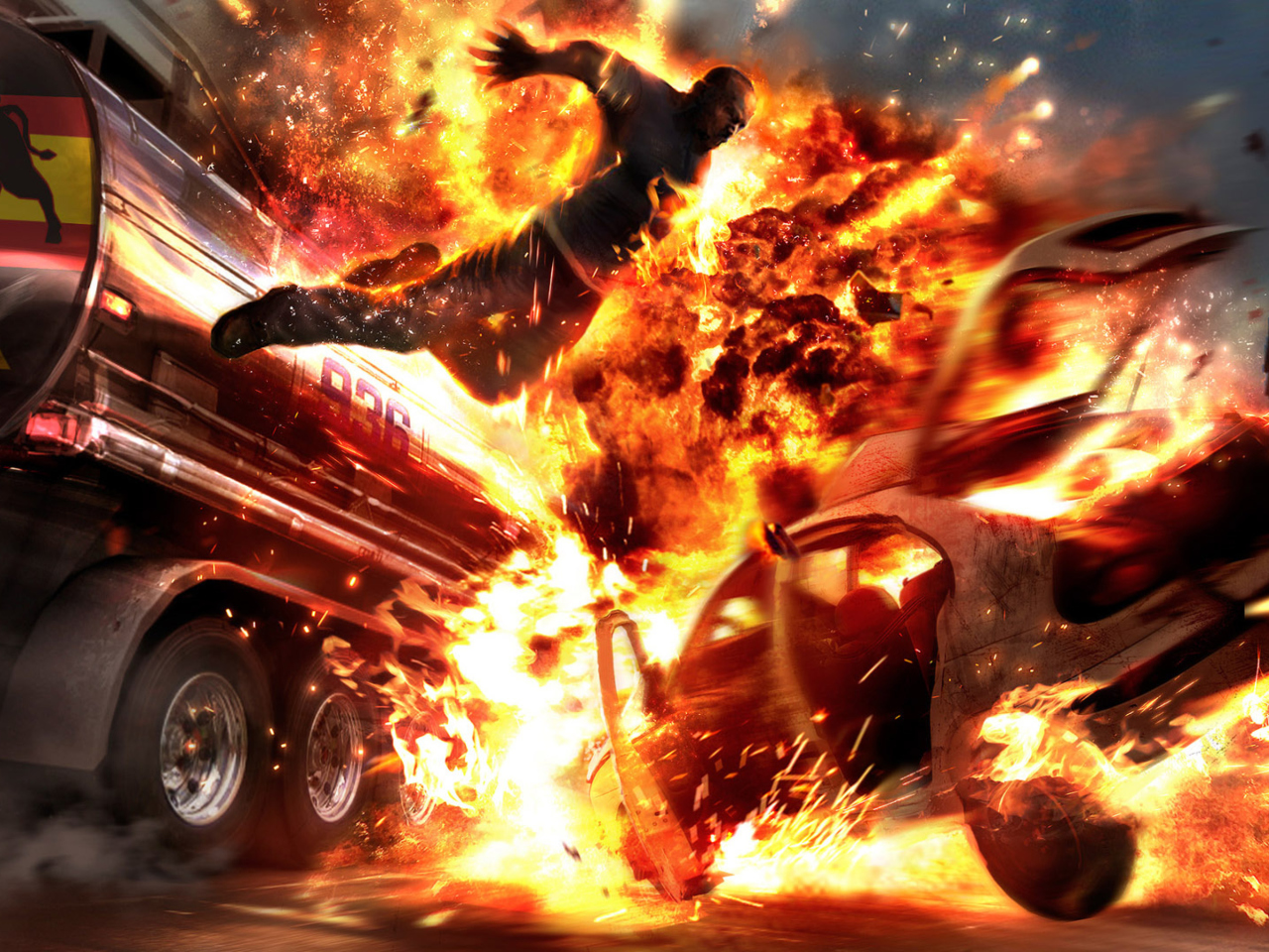 Das Car Crash Explosion Wallpaper 1280x960