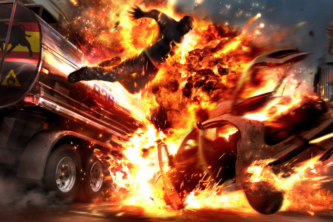 Fondo de pantalla Car Crash Explosion 480x320