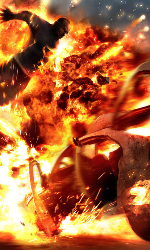 Das Car Crash Explosion Wallpaper 480x800