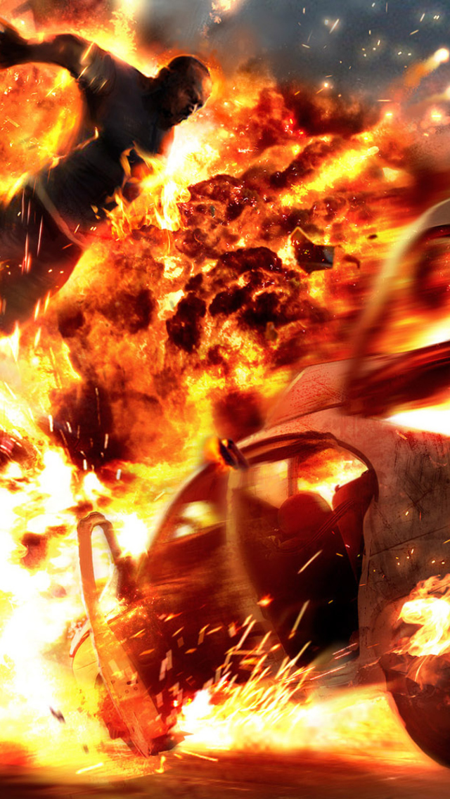 Das Car Crash Explosion Wallpaper 640x1136