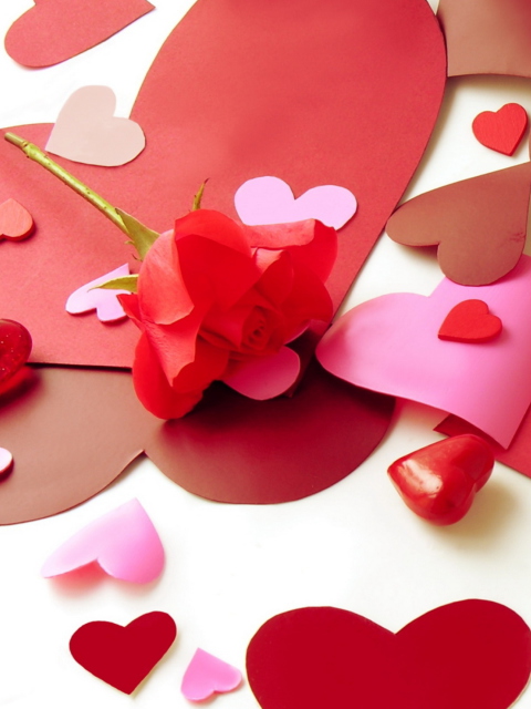 Red Rose And Hearts screenshot #1 480x640