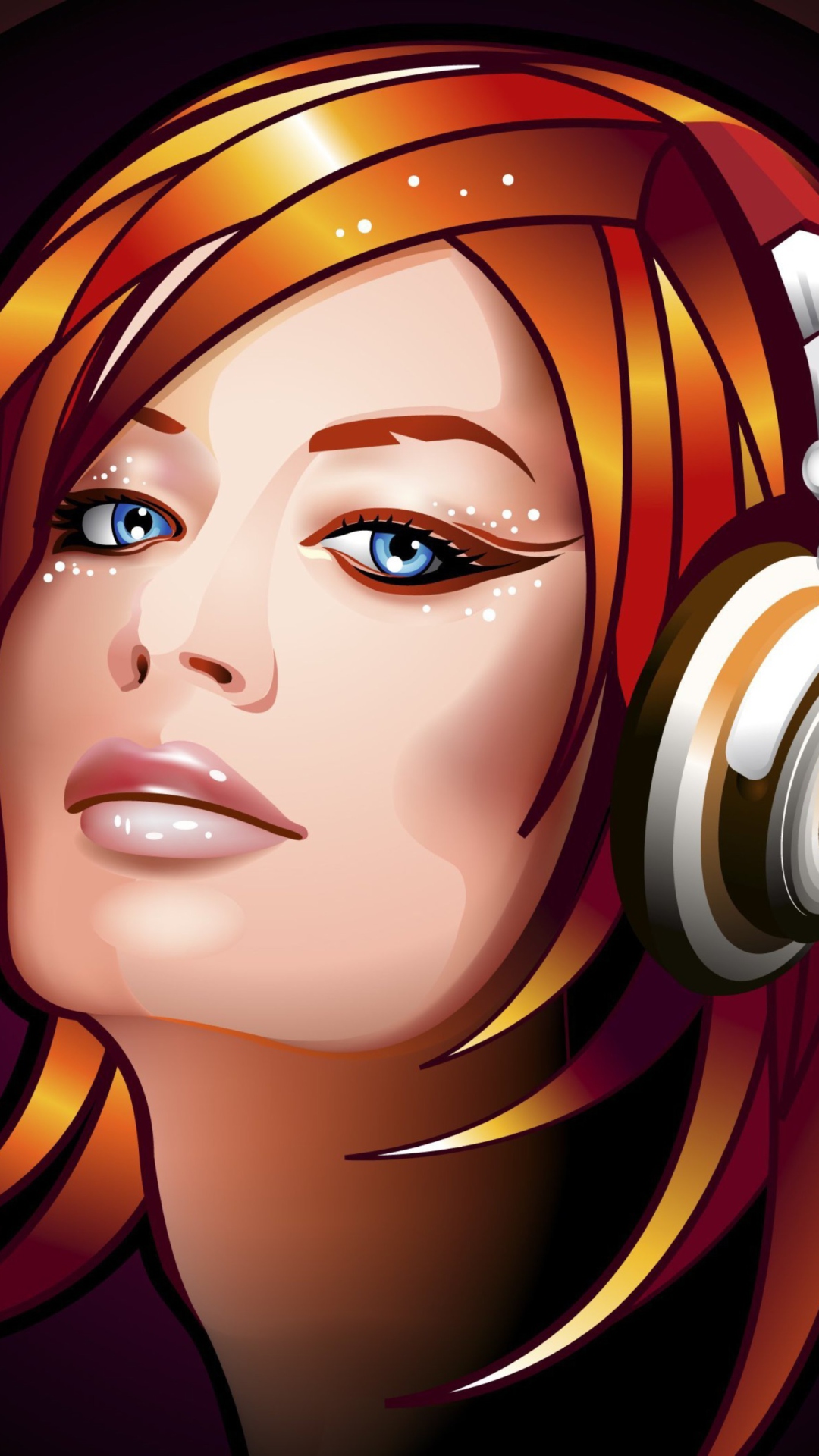 Headphones Girl Illustration wallpaper 1080x1920