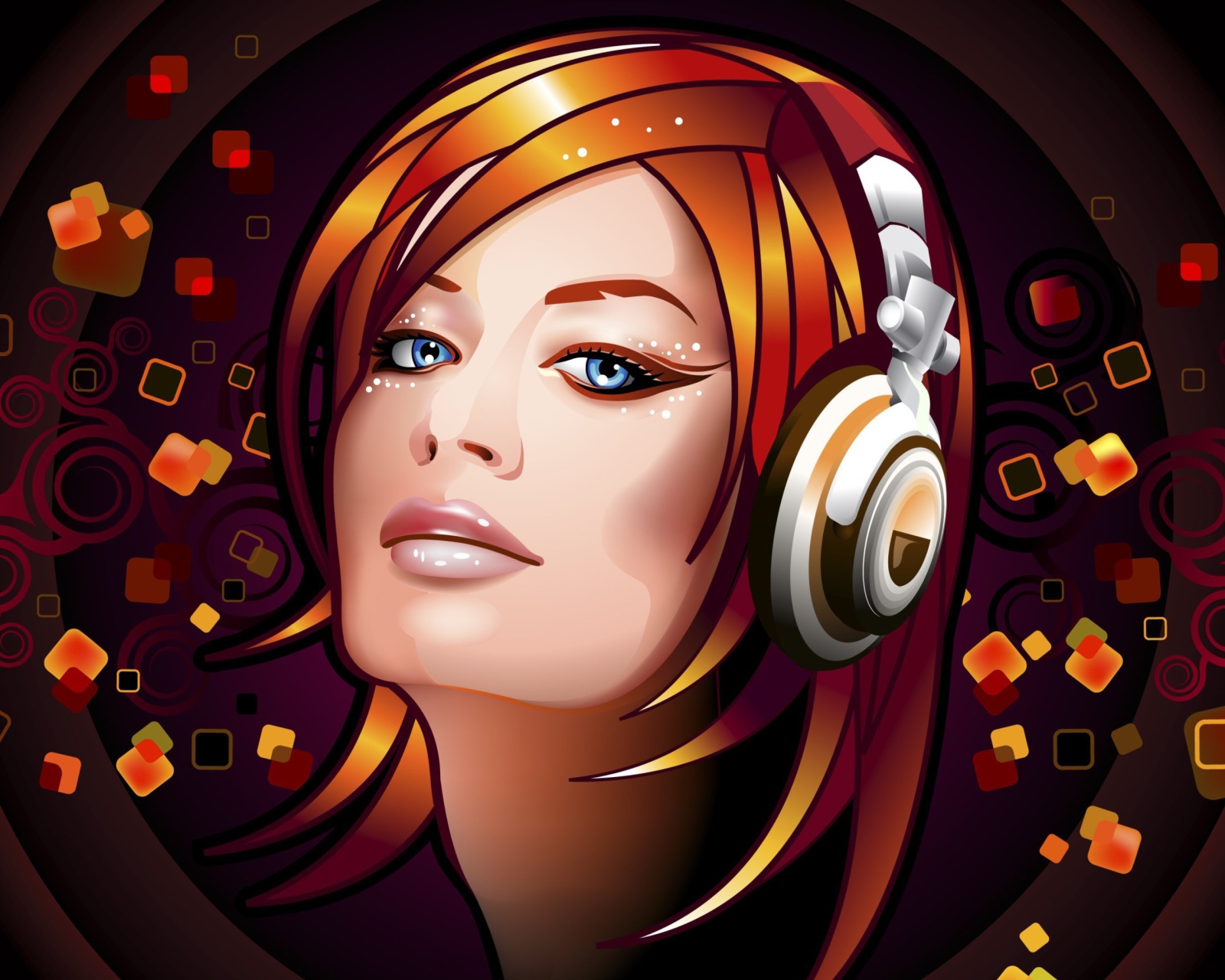 Das Headphones Girl Illustration Wallpaper 1600x1280