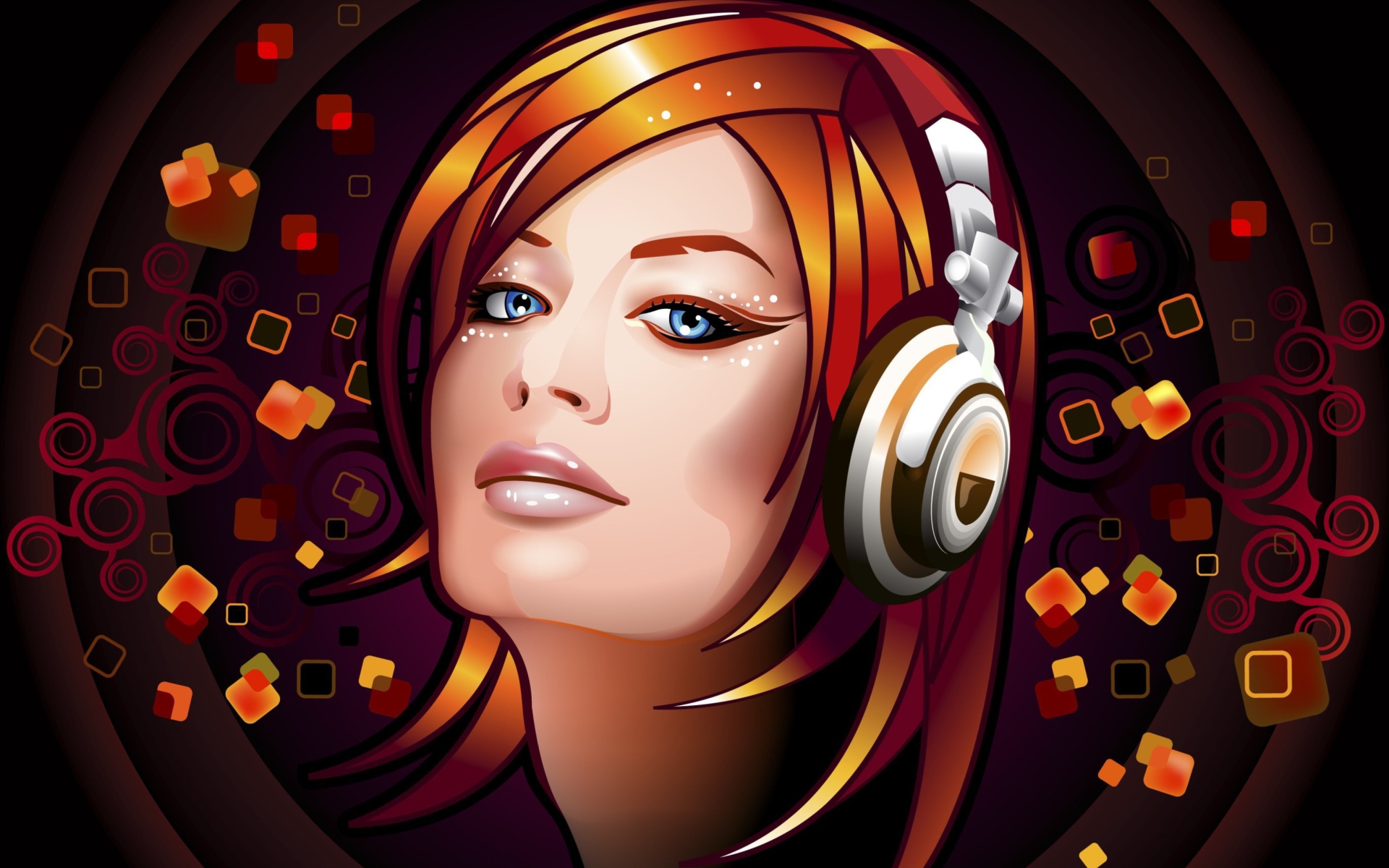 Headphones Girl Illustration screenshot #1 1920x1200