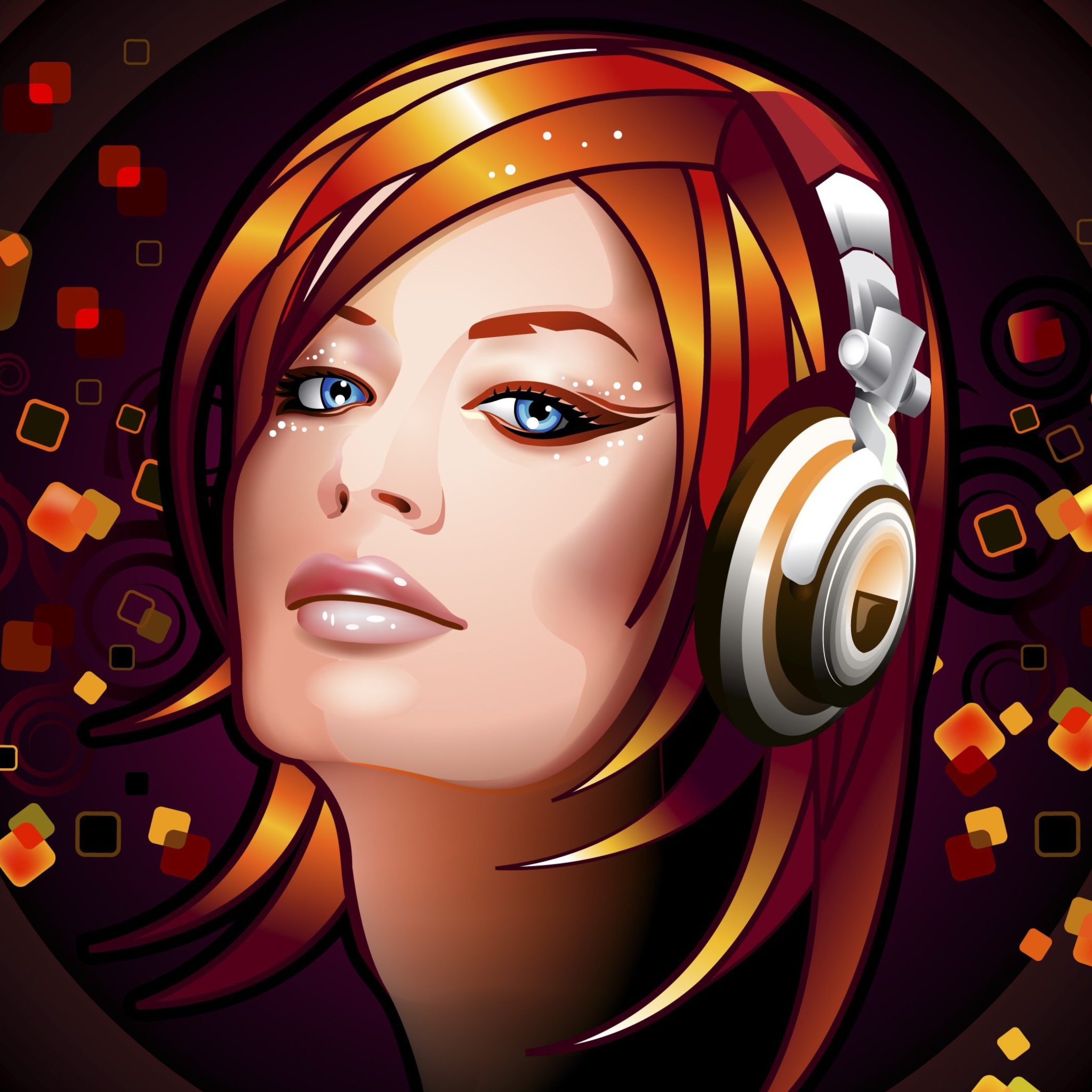 Sfondi Headphones Girl Illustration 2048x2048