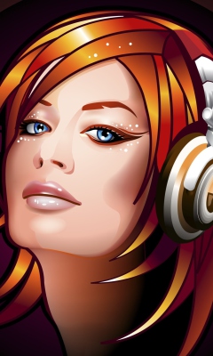 Das Headphones Girl Illustration Wallpaper 240x400