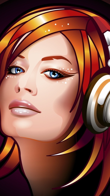 Das Headphones Girl Illustration Wallpaper 360x640