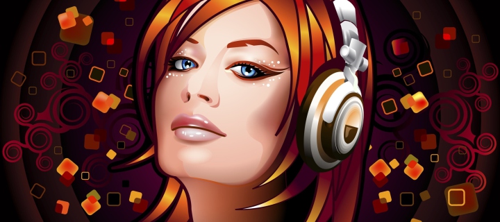 Screenshot №1 pro téma Headphones Girl Illustration 720x320