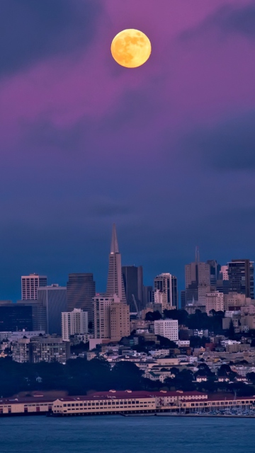 Orange Moon On Purple Sky screenshot #1 360x640