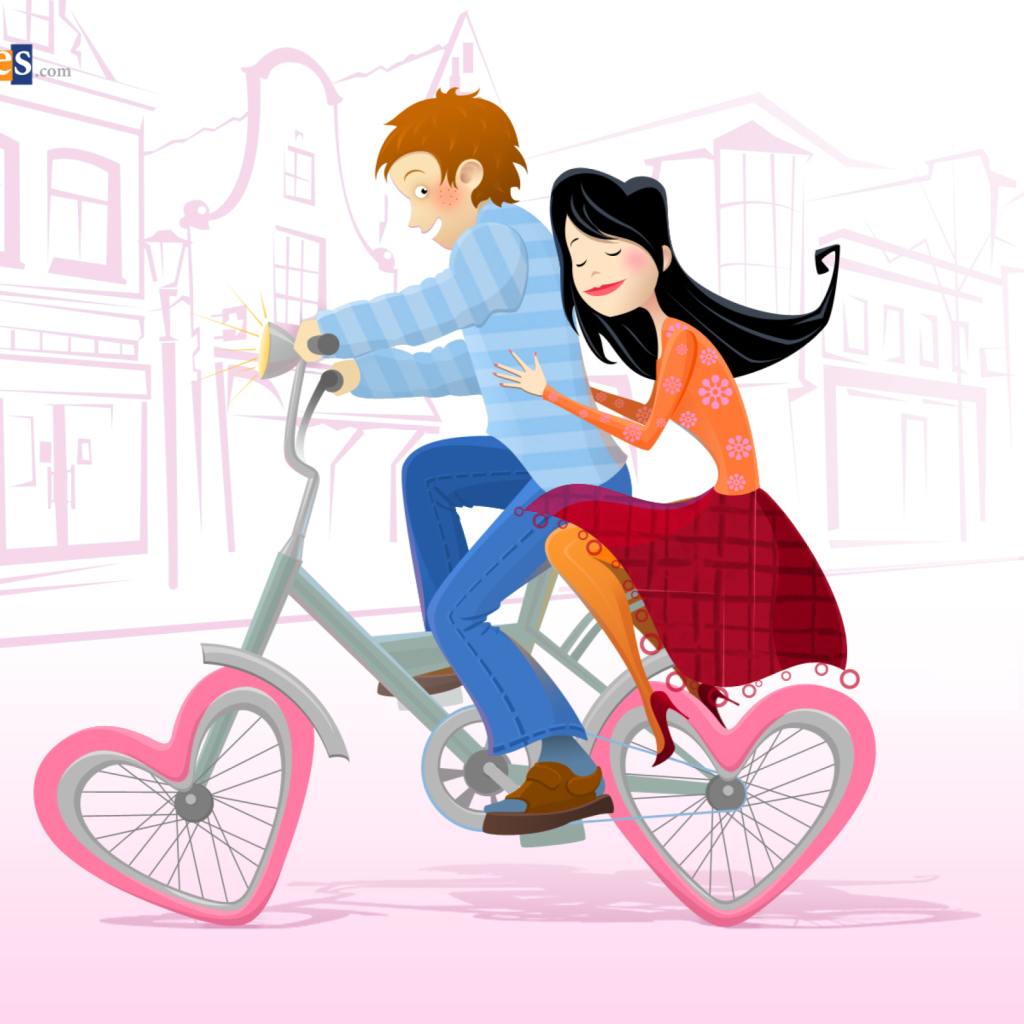 Sfondi Couple On A Bicycle 1024x1024