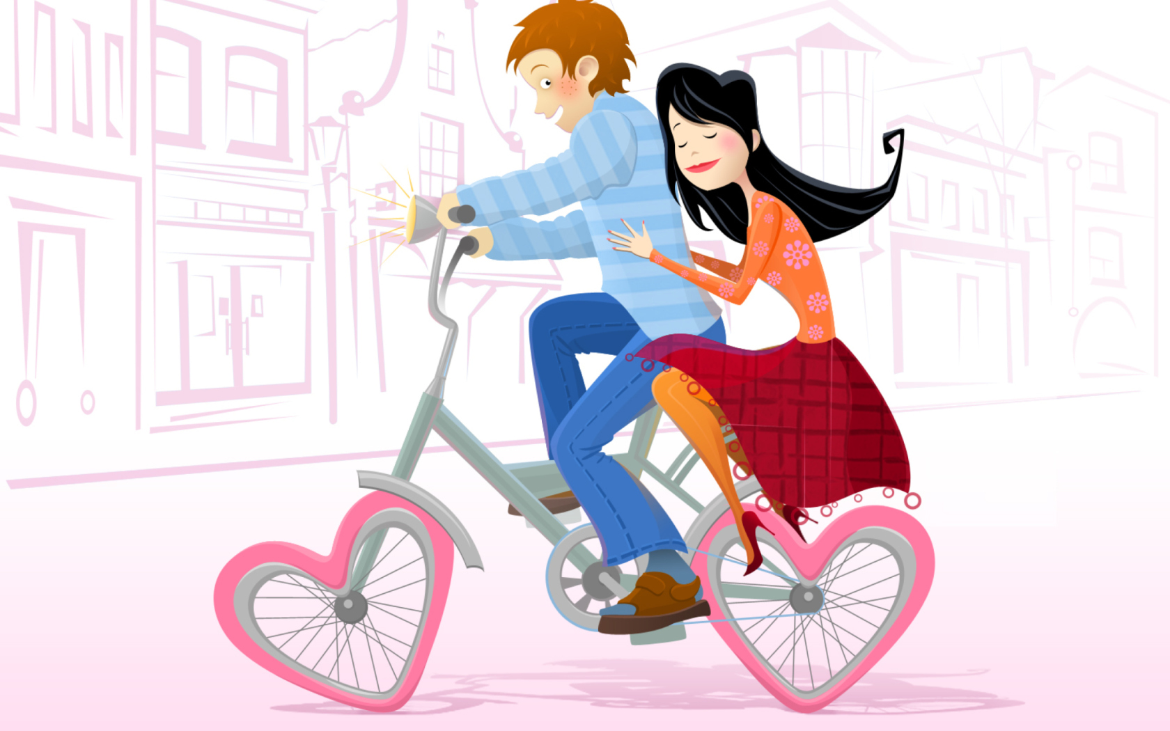 Sfondi Couple On A Bicycle 1680x1050