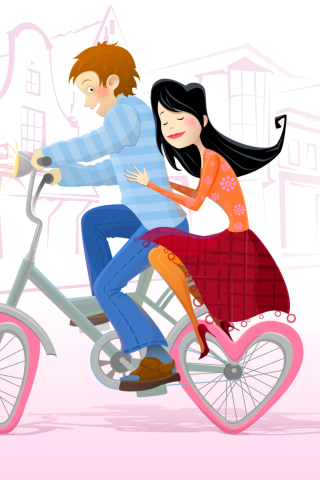 Обои Couple On A Bicycle 320x480