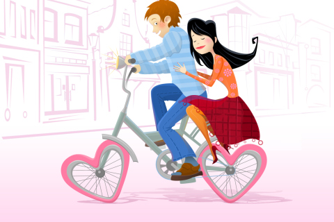 Обои Couple On A Bicycle 480x320